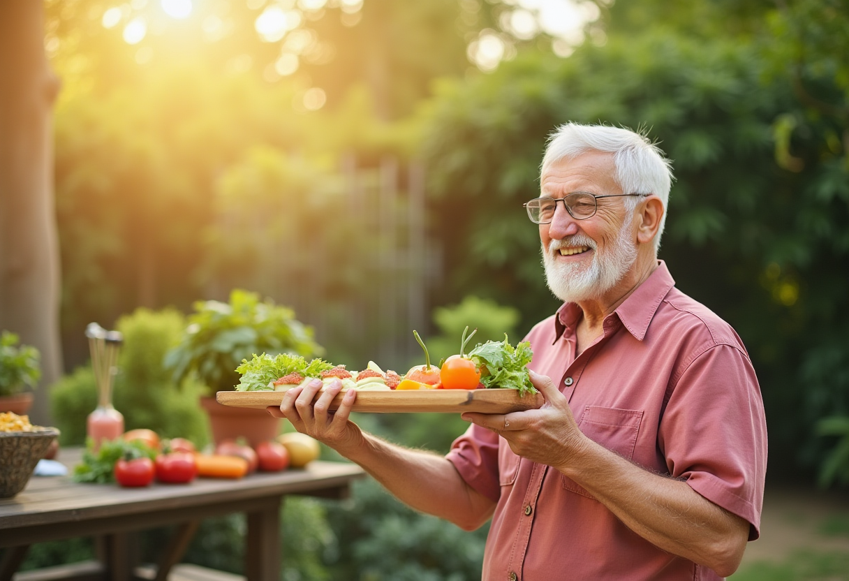Щасливі літні люди готують здорову їжу разом на кухні