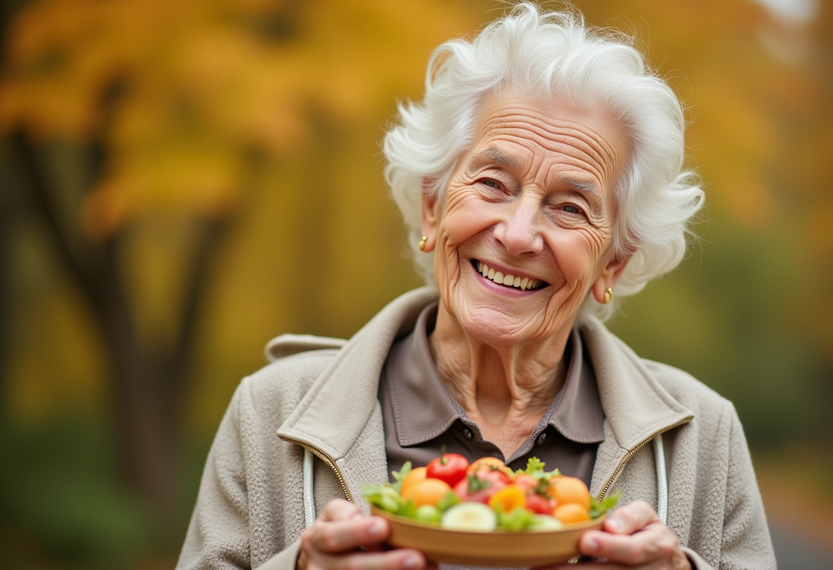 Мобільний додаток для планування харчування на екрані смартфона з продуктами на фоні